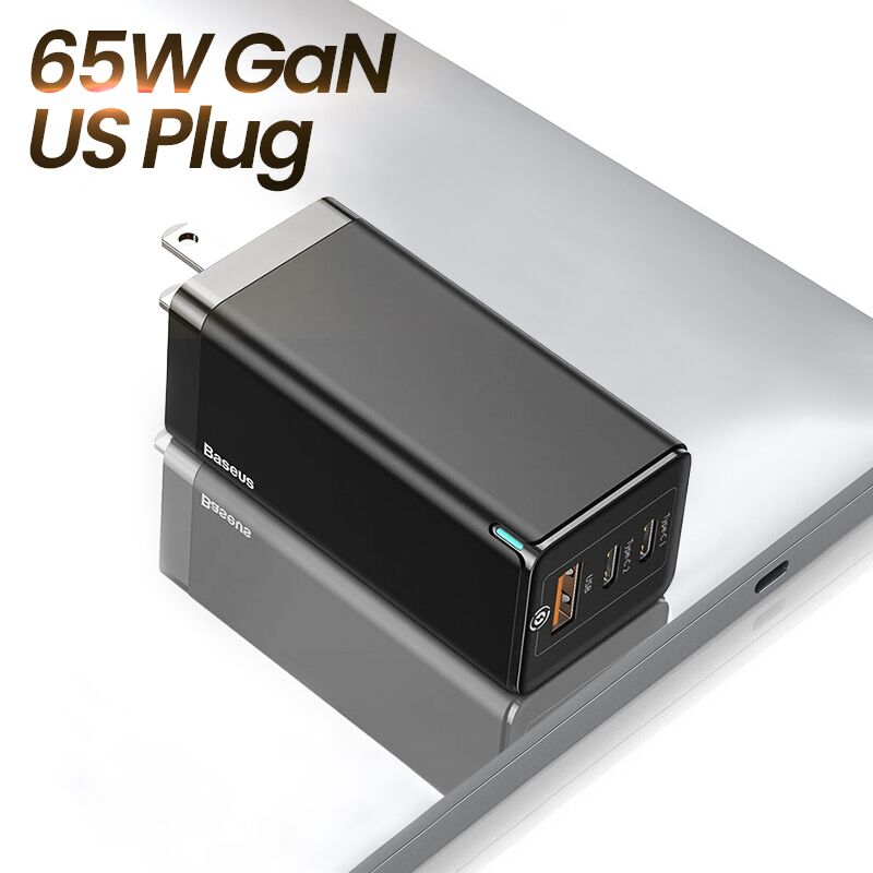Carregador Baseus de viagem de carga rápida 65W GaN USB C carregador de carga rápida 4.0 3.0 QC4.0 QC PD3.0 PD USB-C Tipo C rápido USB carregador para Macbook Pro iPhone Samsung