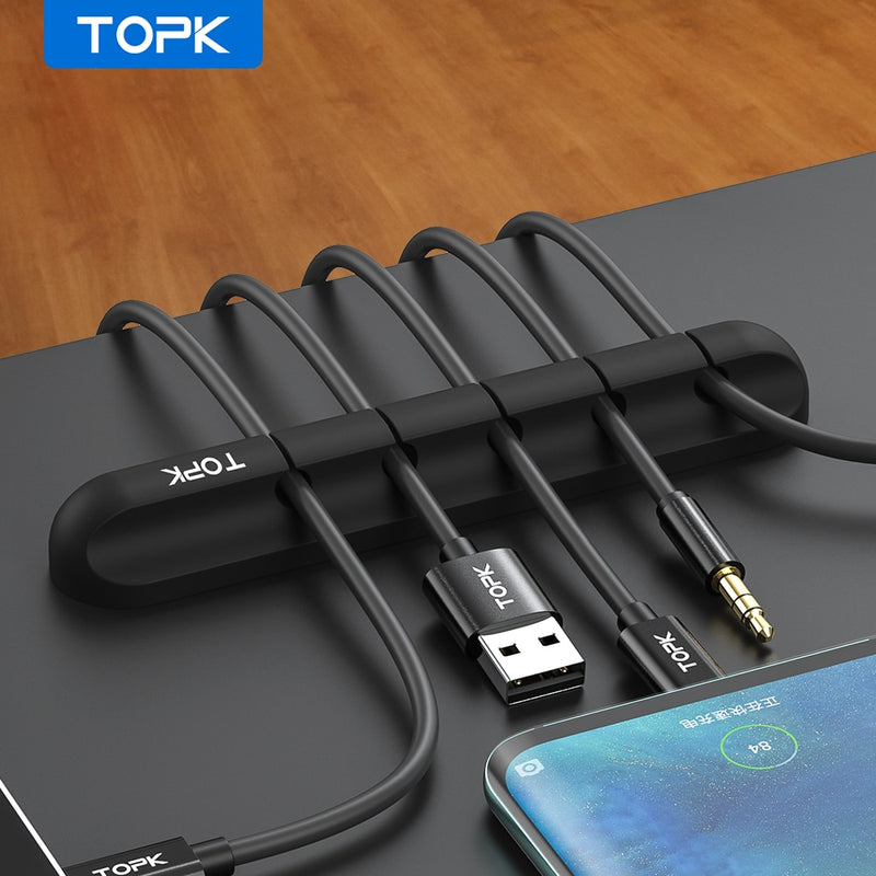 TOPK Organizador inteligente de cabos USB de silicone Gerenciamento de clipes multiuso  Suporte braçadeira de Cabo