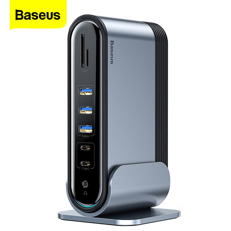 Estação de encaixe Baseus 17 in 1 multi função USB C HUB Tipo C Para Multi HDMI RJ45 VGA USB 3.0 PD Estação de encaixe para adaptador de alimentação para MacBook Pro Laptop USB-C Hub