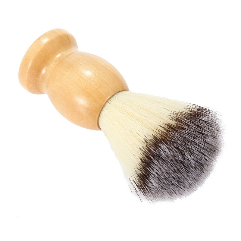 Escova de barbear profissional masculina, portátil, com cabo de madeira, pincel puro nylon para uma limpeza de barba completa