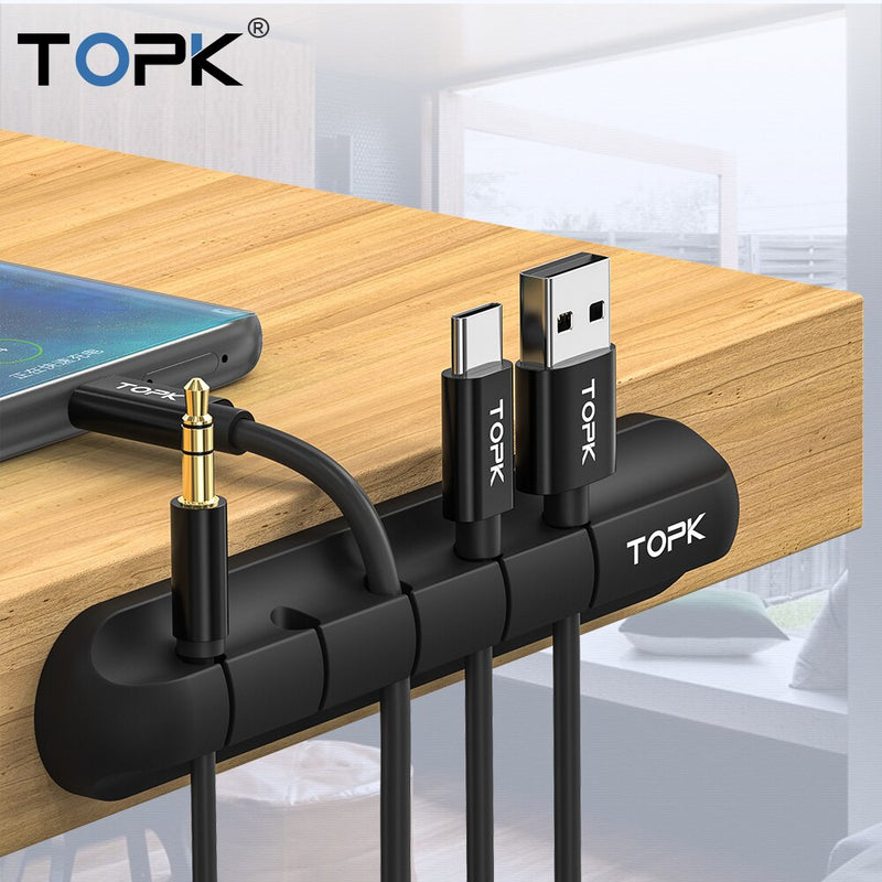 TOPK Organizador inteligente de cabos USB de silicone Gerenciamento de clipes multiuso  Suporte braçadeira de Cabo