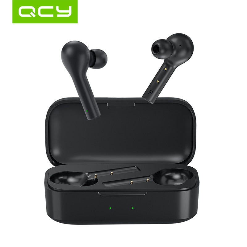Fones de ouvido QCY T5 Bluetooth 5.0 Controle de toque, resistente contra água uso confortável com microfone duplo